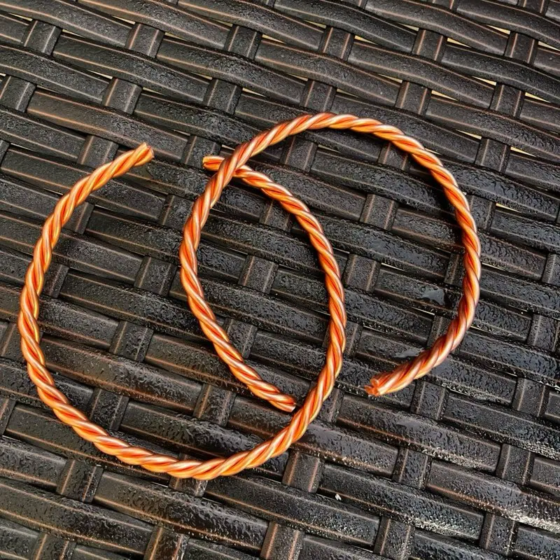 Twisted Copper Bangles - Orange Color, Round Design, Ideal for Jewelry Making and Hobbies