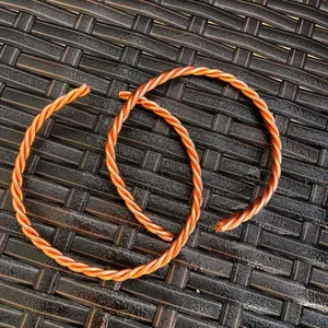 Twisted Copper Bangles - Orange Color, Round Design, Ideal for Jewelry Making and Hobbies