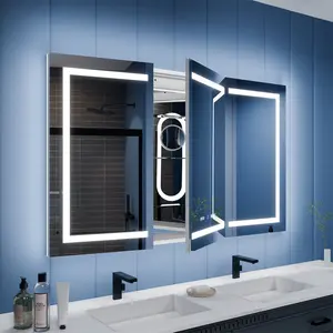 Illusion-B 66" x 36" LED Lighted Inset Mirrored Medicine Cabinet with Magnifiers Front and Back Light