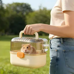 Portable Hamster Travel Cage with Ventilation Holes, Easy Transport, Ideal for Guinea Pigs, Rats, Rabbits, Hedgehogs, Squirrels, Outdoor Small Pets Carrier