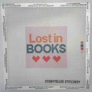 Lost in Books — Printed Needlepoint Canvas (Small Design, Canvas Only)