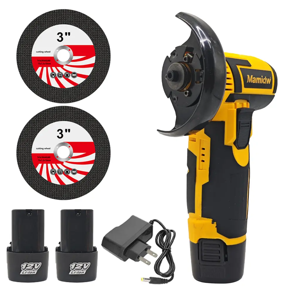 Cordless Brushless Mini Angle Grinder, Handheld Brushless Motor Angle Grinder with 1200mAh Battery, Cutting Discs, No Cord Design for Metal Wood Polishing, DIY Workshop Use, Batteries