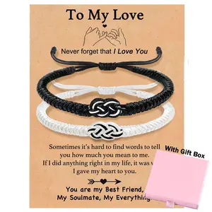 2pcs/set Matching Bracelets for Couples Anniversary Couple Gift for Him and Her Matching Couples Bracelets Long Distance Touch Bracelets Relationship Gifts for Boyfriend Husband His and Hers Couples Bracelets with Gift Box