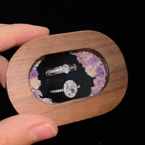 Handmade Wooden Preserved Flower Ring Box, Luxury Engagement Proposal Ring Holder, Wedding Gift for Her