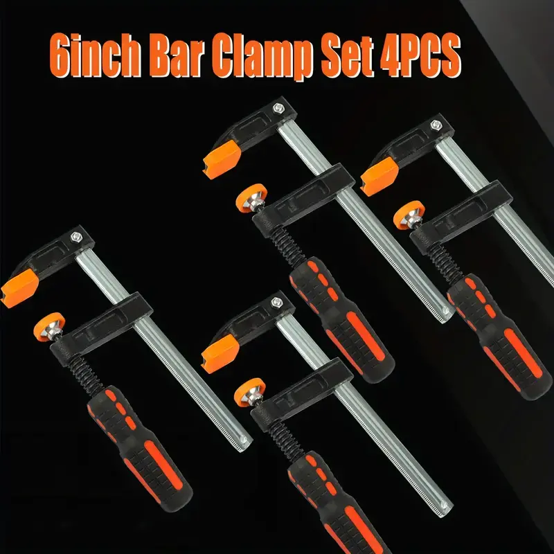 Heavy Duty Steel Quick F-Clamp Set for Woodworking – 6 Inch, 300 lbs Load Capacity, 4-Pack Adjustable Clamps for Secure and Permanent Hold, Ideal for Woodworking Projects, Durable Steel Construction, Woodworking Tools & Accessories
