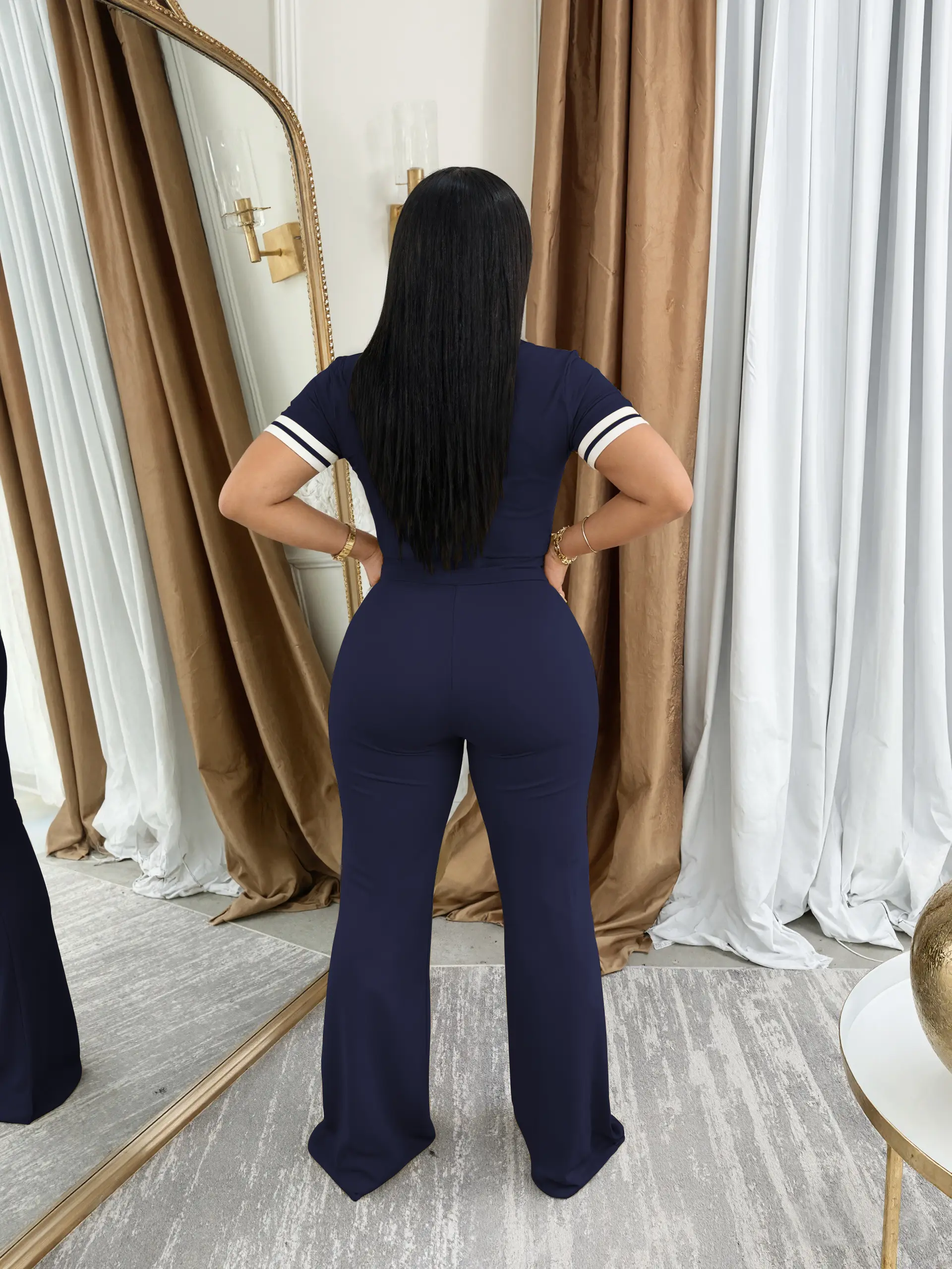 USBOUTIQUE CHIC Women's 2026 Spring Two Piece Set Stretchy Fitted Top & Comfortable Pants Casual Outfit Curvy-Friendly Design USBOUTIQUE CHIC Women's 2026 Spring Two Piece Set Stretchy Fitted Top & Comfortable Pants Casual Outfit Curvy-Friendly Design