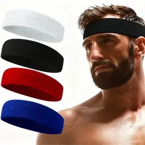 Terry Cloth Sports Sweatband for Men & Women Moisture Wicking Headband for Gym Basketball Running Sports Terry Cloth Headband - Workout Sweatband