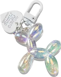 Jelly Balloon Puppy Keychains for Women and Girls, Mini 2-Inch Cute Key Holder for Handbags, Purses, Car Keys, Stylish Everyday Accessory