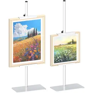 Adjustable Tabletop Easel Stand for Picture Frame -- Heavy Metal Table Top Sign Holder for Display Up to 25'' H, Art Poster Rack for  Office Galleries, 1 count, White