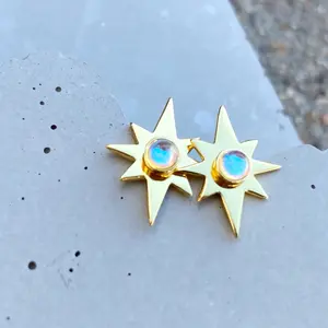 Ear Kit Opal Stud Earrings with removable Star Plates
