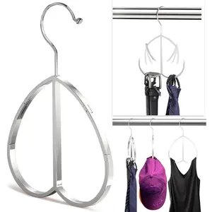 Love Shape Multipurpose Closet Hangers-Tie and Belt Hanger for Closet- Ideal for Storing Belts, Ties, Scarfs, Baseball Hats, Purses & More- Great Space Saving Belt Organizer for Wardrobe - Silvery