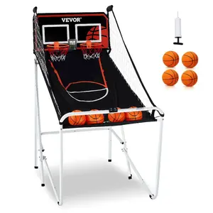 VEVOR Foldable Basketball Arcade Game, 2 Player Indoor Basketball Game, Home Dual Shot Sport with 5 Balls, 8 Game Modes, Electronic Scoreboard, and Inflation Pump, for Kids, Adults (Black White)VEVOR Super Brand Day