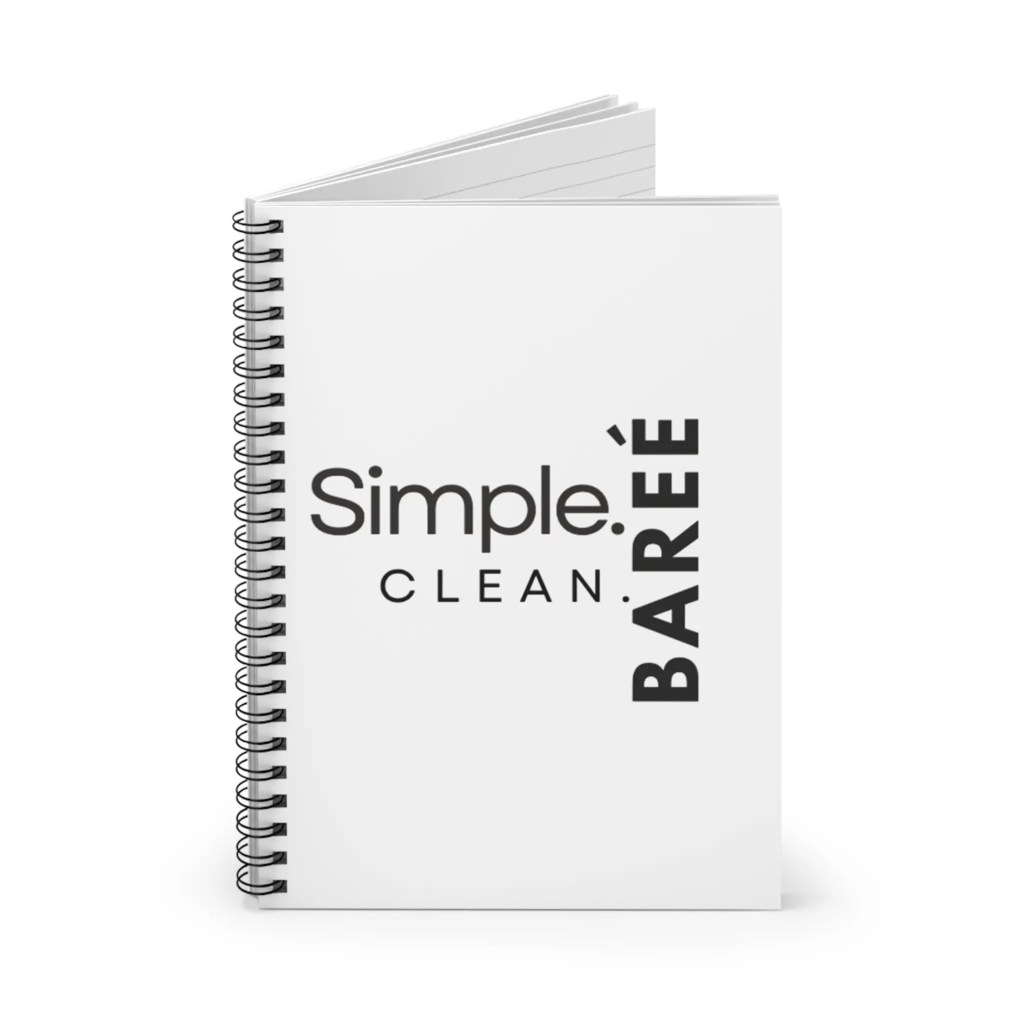Spiral Notebook - Simple Clean Bareé Bareé Beauty Brand, Ruled Line Journal, Minimalist Notebook, Elegant Notepad, Clean Design Diary,