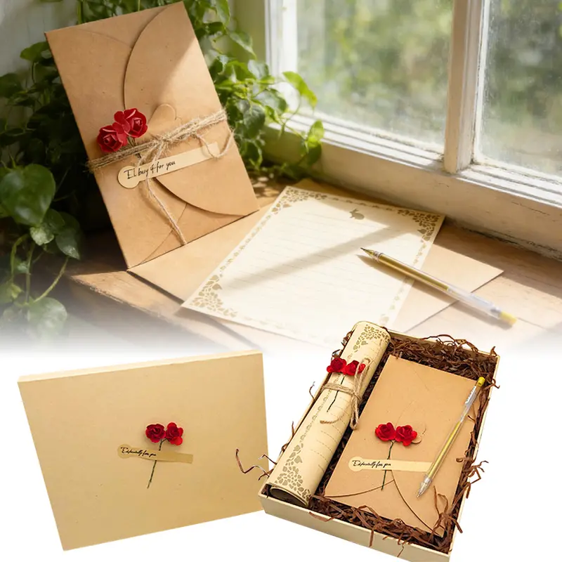 Gift Card Envelopes with Dried Flower, Funny Birthday Greeting Card, Flower Thank You Card, with Heart Clasp for Women, Wedding,Birthday, Baby Showers, Invitation Wish Card, Graduation Valentine's Day, Mother's Day