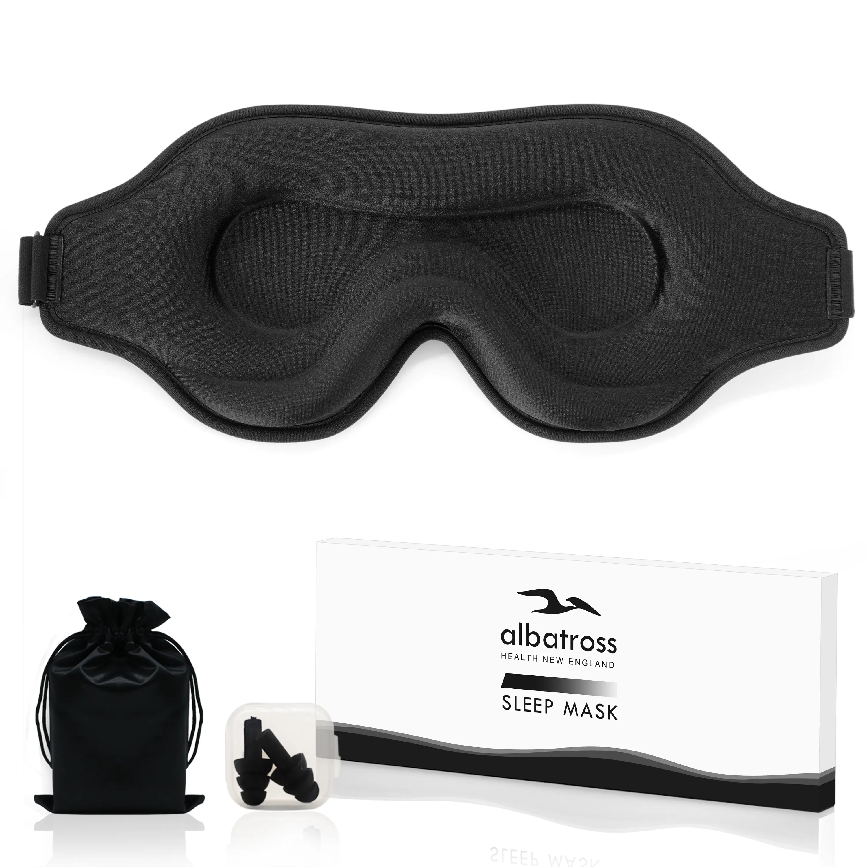Albatross Health 3D Sleep Mask - Lash Extension Friendly Lash Sleep Mask, Adjustable Strap, Portable Blackout Blindfold, Self Care Travel Accessory, Unisex Gift, Sleep Masks