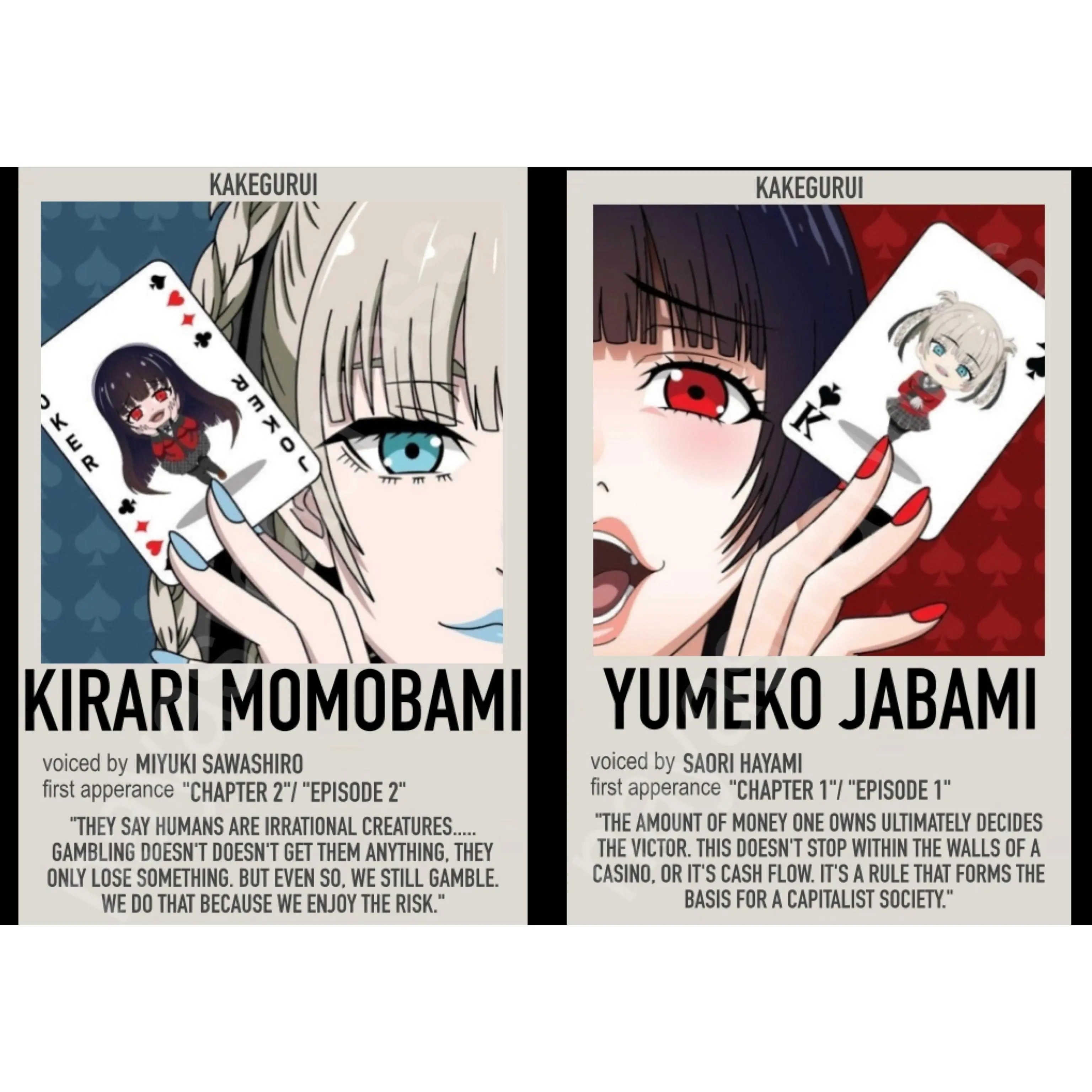 Kakegurui Matching Japanese Poker Anime Polaroid Inspired Keychain