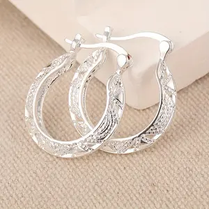 Tzliwen Textured Hoop Earrings -Elegant Design, ldeal forEveryday Wear, Subtle Stylish Jewelry, Versatile for Casual& Formal Looks - Jewlery