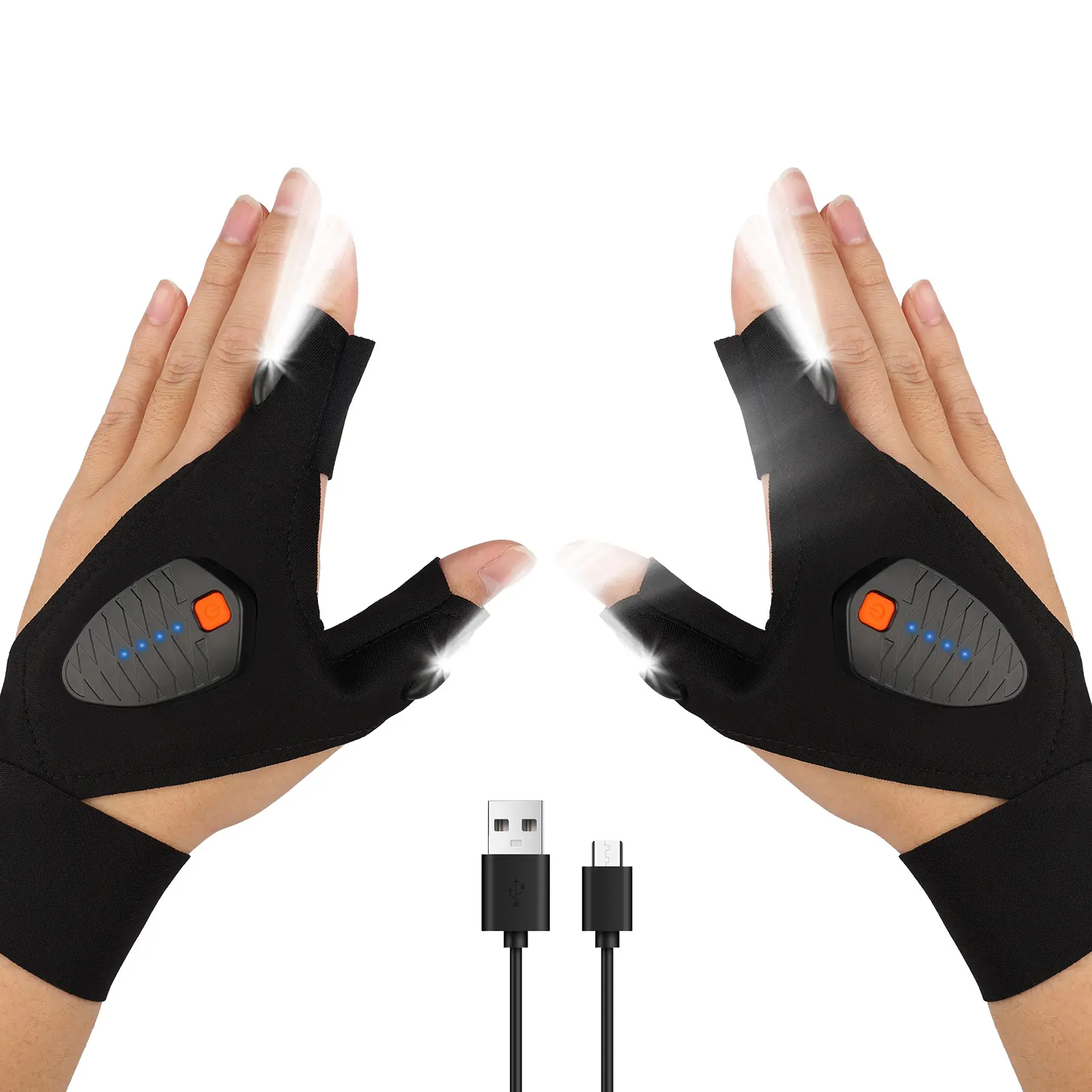 【Today's Special】LED Flashlight Gloves - Adjustable Elastic Fabric, Comfortable Fit! Viral Cool Gadget Hands-Free Lights for Fishing/Repairing/Camping, Must-Have Birthday Gifts for Men Dad Him Husband | Rechargeable