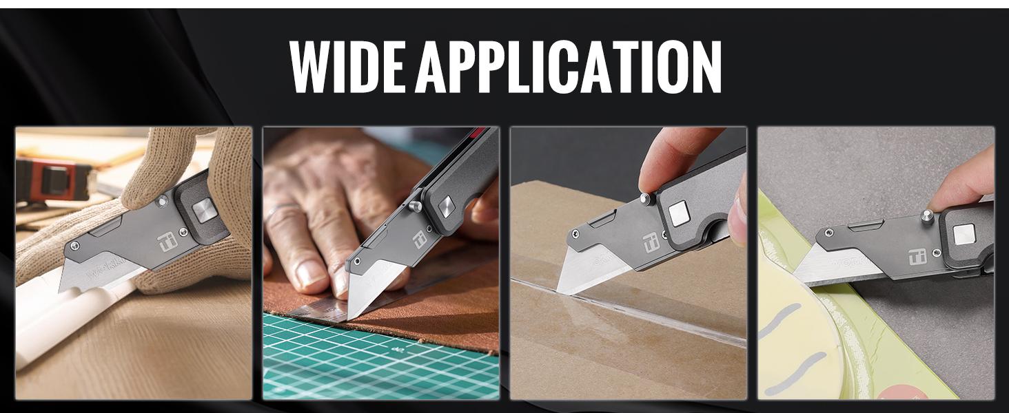 WORKPRO Premium Titanium Utility Knife, CNC Unibody, Lightweight Aluminium Handle Folding Box Cutter, Quick Change Blade Razor Knife,Ideal Gifts for Men Women, with 10 Extra Blades