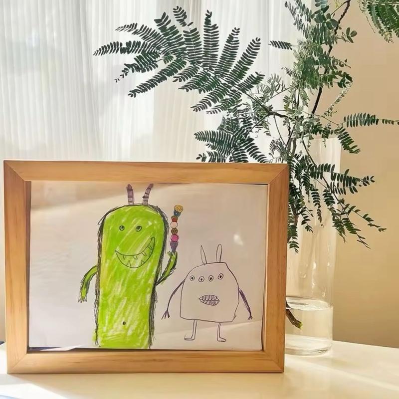 Creative Wall Decoration Wooden Kids Art Frame Changeable Rotatable Photo Frame Family Portraits Memorial Picture Frame Kids