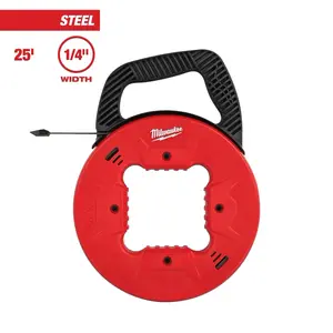 Milwaukee 48-22-4181 25’ 1/4" Steel Fish Tape w/ Low Profile Tip