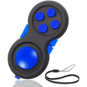 Mini Fidget Button Controller Pad Toys for Kid Adults with Anxiety and Autism (Black & Blue)