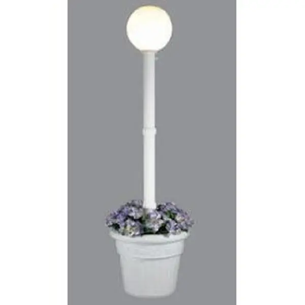 Patio Living Concepts Milano 68001 Renaissance Curved Multi-Tier Vertical Jumbo Tower Flower Pot, White with White Globe Lantern for Plant Decor & Container Gardening, Indoor-Outdoor Use, Curved Multi-Tier Vertical Flower Pots