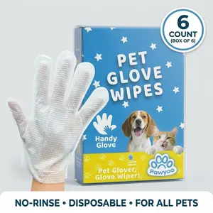 Disposable Pet Glove Wipes, No-Rinse Formula, Hypoallergenic, Double-Sided, Gentle on Skin, Moisturizing, Deep Cleaning, Dirt Removal, Shed Hair & Dander Collector, Deodorizing, Non-Greasy, For Dogs & Cats, All Pets, Disposable & Hygieni