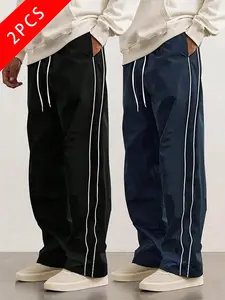 2-pack men’s summer casual athletic pants, loose straight cut, quick-drying and lightweight, outdoor jogging pants