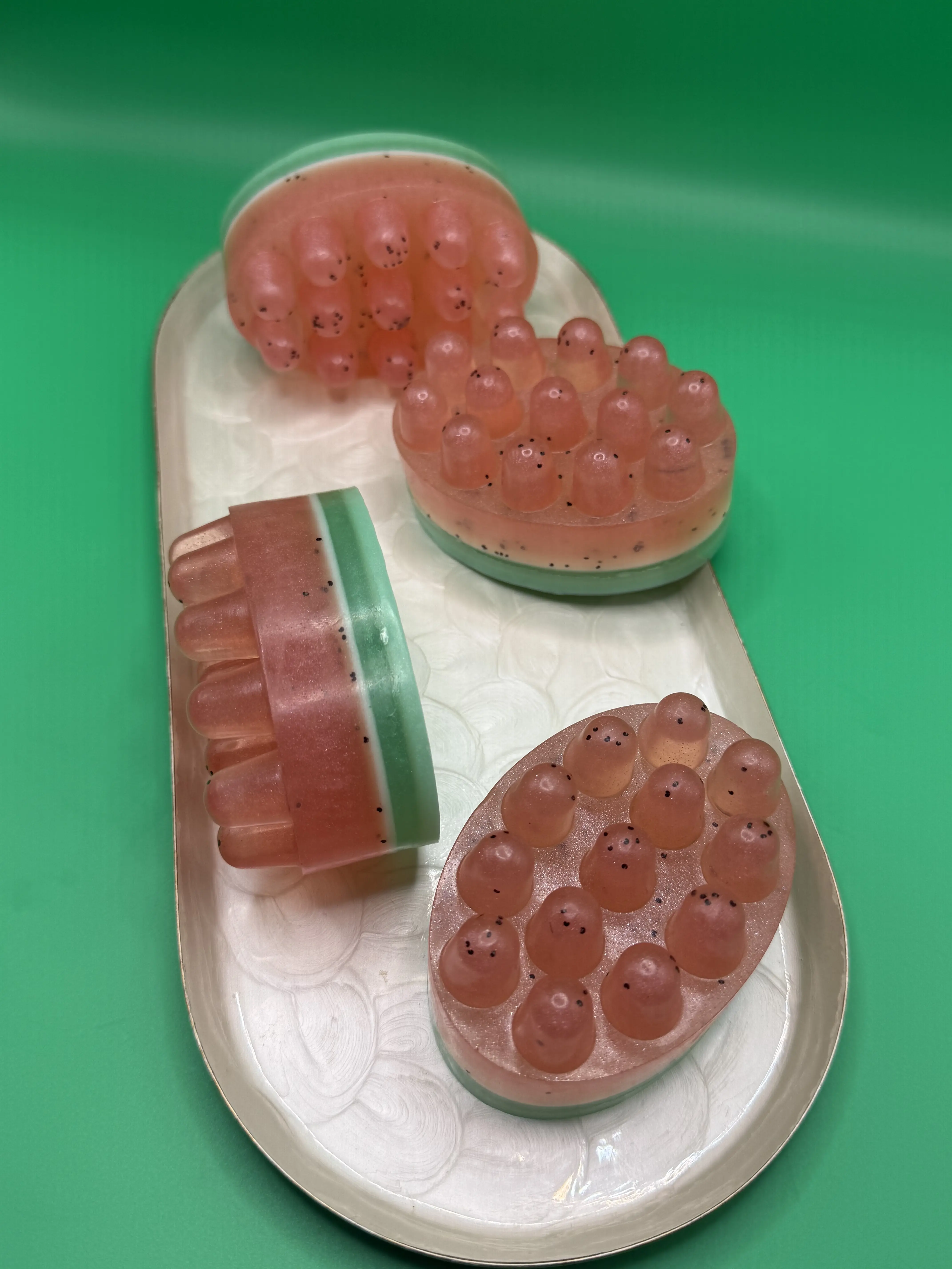 Watermelon Massage Soap with Poppy Seeds – Handmade Exfoliating Body Soap