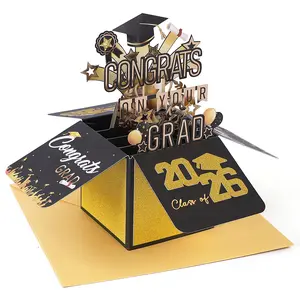 3D Pop-Up Graduation Card 2026, Includes Envelope and Sticky Note, High School & University Graduate Gift, Memorial Card