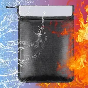 1 Pcs 5200°F Upgraded Fireproof Document Bag, Fire and Water Resistant Bag with Zipper for Documents, 15 x 11 Inch Waterproof Fireproof Money Bag for Important Document Storage Organizer(Black)