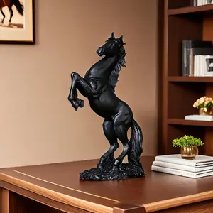 1pc Exquisite Resin Horse Statue - Elegant Standing Stallion Figurine with Intricate Details, Creative Home Decor Sculpture for Living Room, Study, Desk, Bar Cabinet - Unique Animal Ornament for Office, Gift Idea without Feathers, Perfect f