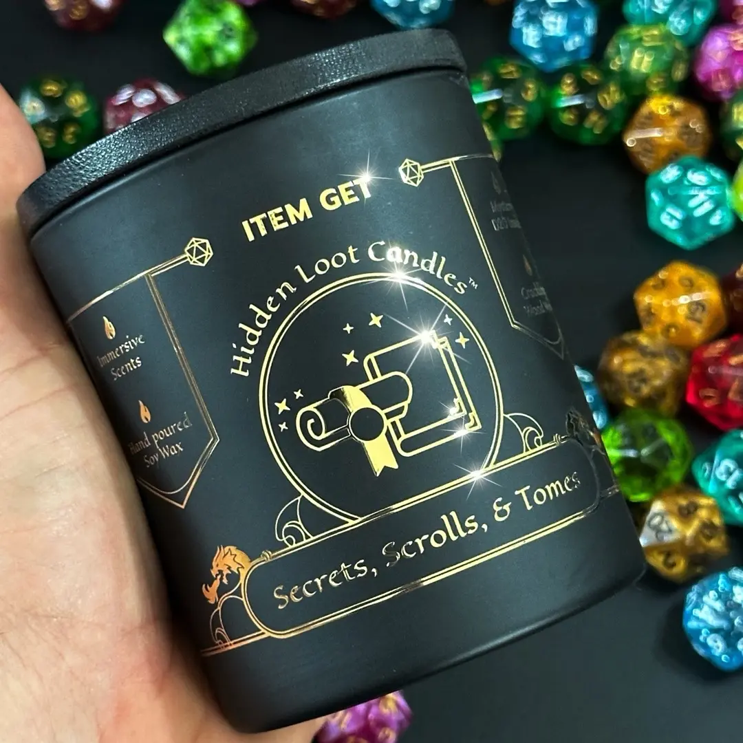 Secrets, Scrolls, & Tomes Scented Hidden Loot Crackling Wood Wick Candle