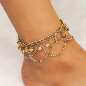 Bohemian Multi-layer Bell Pendant Anklet Women's Retro Creative Niche Design Tassel Foot Ring Beach Foot Jewelry