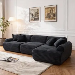 105'' Modular Sectional Sofa Couch ,Boneless Couch, Compressed Couch, Detachable And Washable, Replaceable Sofa Cover, Modern Woven-Textured Upholstery, Convertible L-Shaped Design For Living Room
