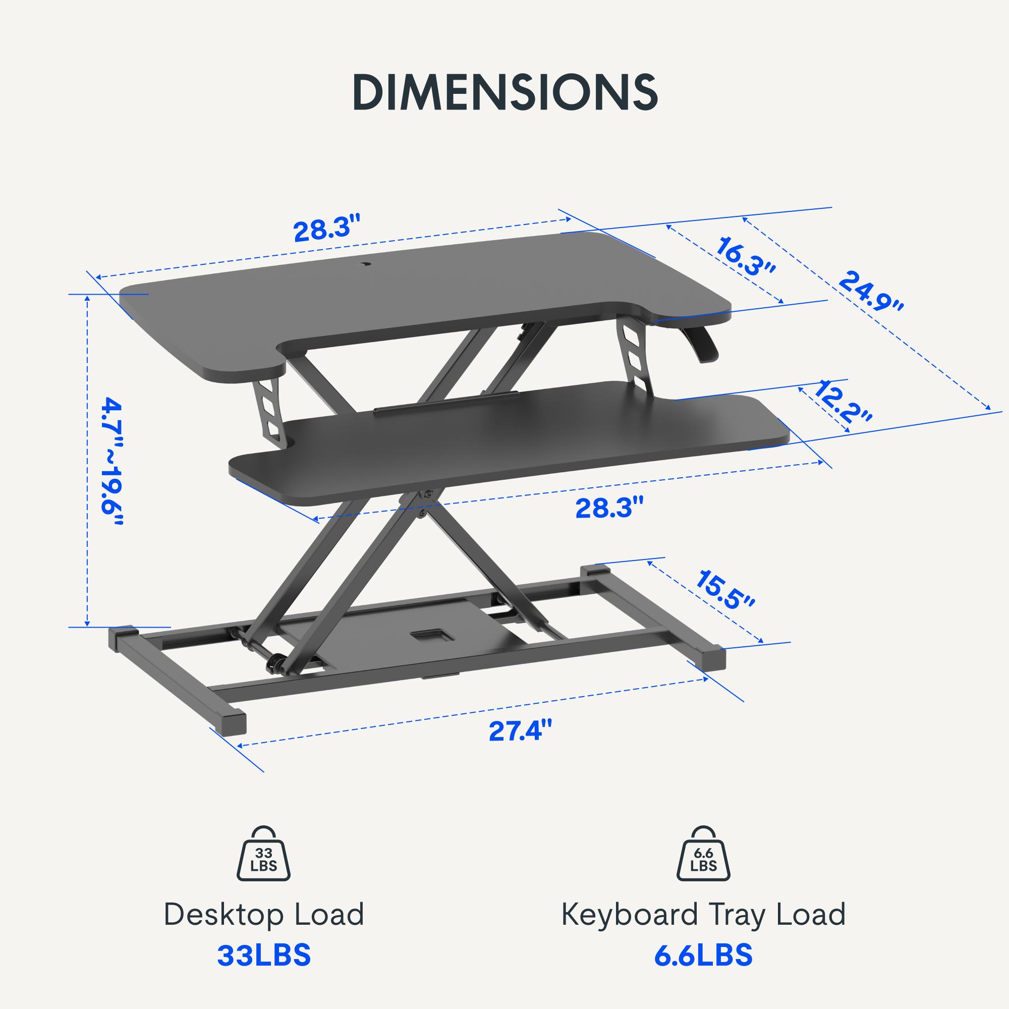 【TikTokShopBlackFriday】Height Adjustable Standing Desk Converter, Sit-to-Stand Desk Riser U-Shape with Spacious Removable Keyboard Tray, 2-Tier Desktop Computer Workstation in Black  Color