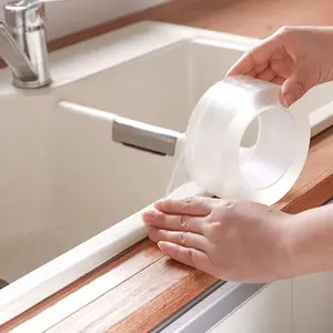 Waterproof Sealing Tape Roll, Clear Strong Adhesive Waterproof Strip for Bathrooms & Kitchens, Oil Resistant PVC Caulk for Sink Toilet Window, Transparent Adhesive Tape