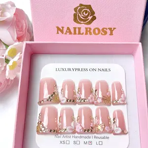 10Pcs Nail Art DIY Press on Nails Kit Handmade Reusable Nails Short Duck Red Line Art Halloween Japanese Style Modern Elegant Minimalist Korea Style Fresh Design Chic French Style Neutral Classical Cute Kawaii Creative Glossy Finish Shimmery Manicure