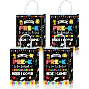 16Pcs Pre-K Graduation Gift Bags - Goodie Treat Candy Party Favor Bags for School Classroom Pre-K Graduation Decorations Decor Supplies(Black)2026