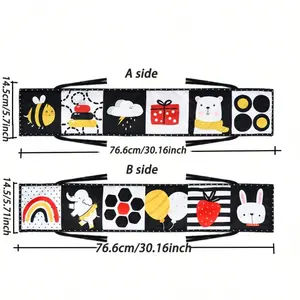 Baby Tummy Time Cloth Book, Double-Sided Shape Recognition, Toddler Busy Book, Foldable & Attachable, Early Education Toy