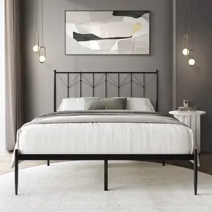 Elara Metal Bed Frame – Minimalist Design, Decorative Finials, Durable Powder Coating