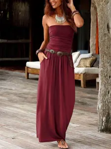 Summer Women's Solid Color Sleeveless Dress, Bustier Short Skirt, Casual Fitted Style, Perfect for Parties, Travel, Daily Wear Womenswear