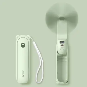 JISULIFE Portable Pocket-Sized Cooling Fan with USB Rechargeable Power Bank & Flashlight, Ideal for Outdoor Activities JISULIFE