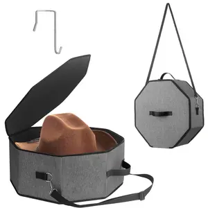 Portable Travel Storage Hat Box, Cowboy Cap Organizer with Handle, Wardrobe Wide-Brimmed Women's Hat Organizer, Multi-Functional Cap Protection Box