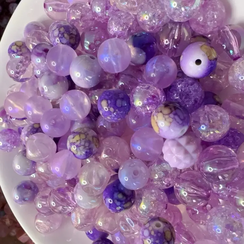 【B008】Beginner-Friendly Synthetic Bead Assortment - Clearance Sale Multicolor Assorted Set with Acrylic Glass Beads, Sparkle Rhinestone Butterfly Charms for Necklaces, Keychains