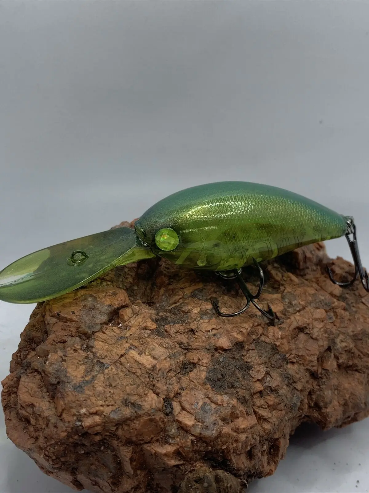 Mayhem Fishing Custom Painted Rock Crawler Style KO Crankbait - Green Hulk