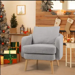 Sherpa Accent Chair Modern Living Room Chair with Seat Cushion