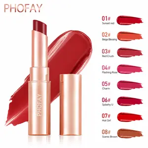 PHOFAY Hydrating Glossy Lip Balm, Long-Lasting Tinted Lipstick with High-Shine Finish, Moisturizing Plumping Lip Gloss, Non-Sticky Lip Color for Dry Lips, Daily/Party Makeup