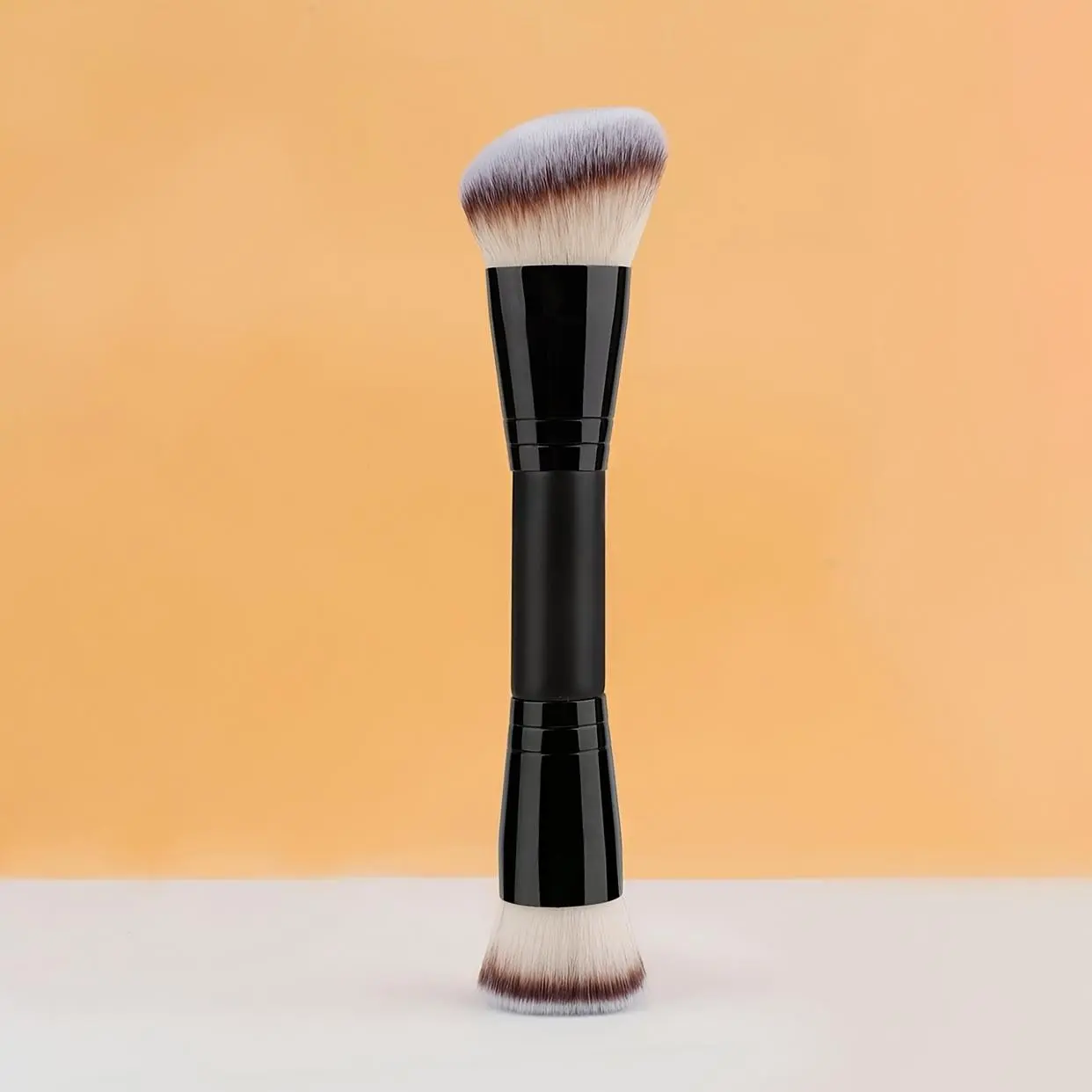 Professional Dual-Ended Makeup Brush, Angled Contour & Flat Top Head for Foundation & Cream, Seamless Blend and Blur Face Tool, Beauty Products, Flat-Tipped Face Brushes, Blend And Blur Face Brushes